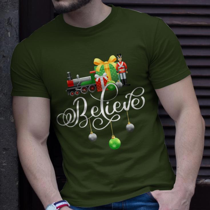 Christmas Train Christmas Believe Polar Express Xmas Santa T-Shirt Gifts for Him