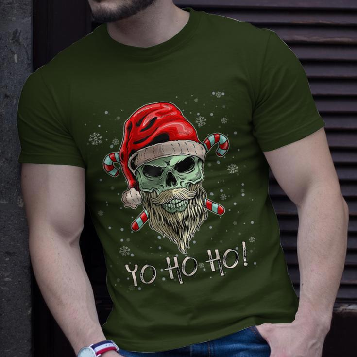 Cool Skull Beard Santa Pirate Christmas Jolly Roger Pajamas T-Shirt Gifts for Him