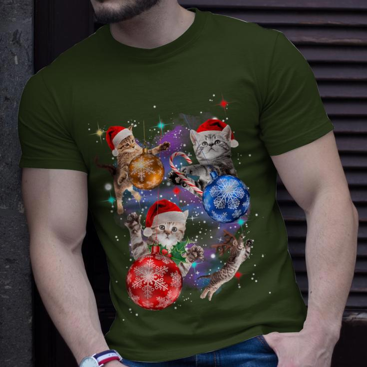 Cute Christmas Cats In Space Ornaments Graphic T-Shirt Gifts for Him
