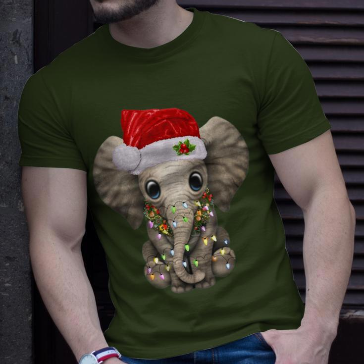 Cute Elephant Christmas Light Elephant Lover Xmas T-Shirt Gifts for Him
