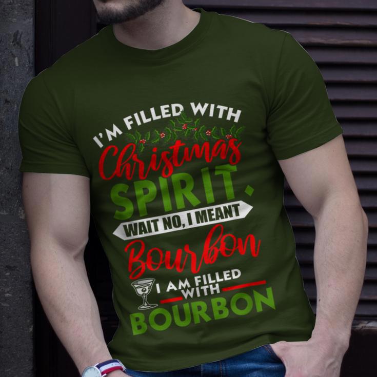 Filled With Christmas Spirit Bourbon Xmas Day Party T-Shirt Gifts for Him