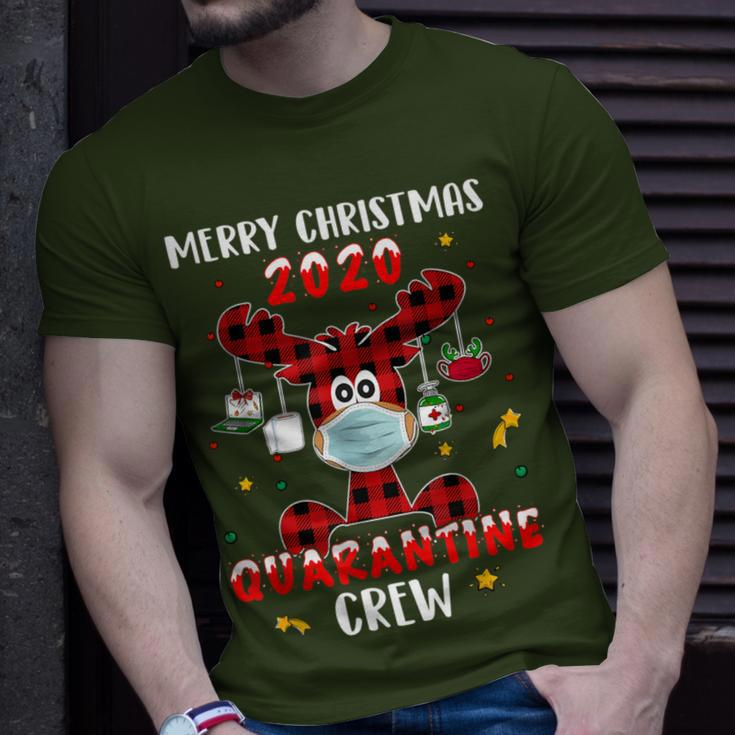 Quarantine Crew Buffalo Plaid Reindeer Christmas T-Shirt Gifts for Him