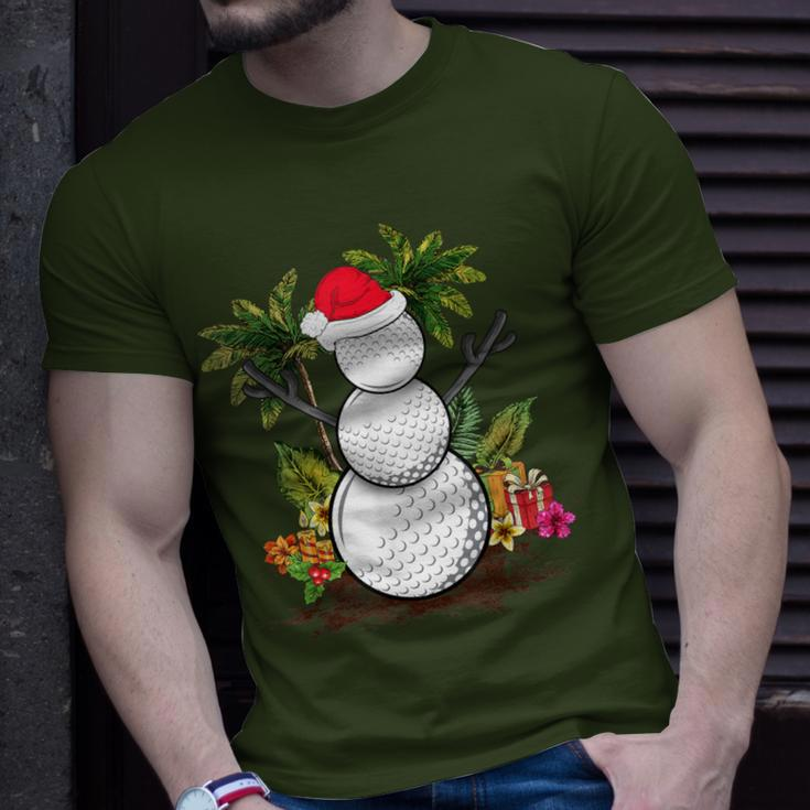 Golf Christmas In July Summer Snowman Golfer Party Hawaii T-Shirt Gifts for Him