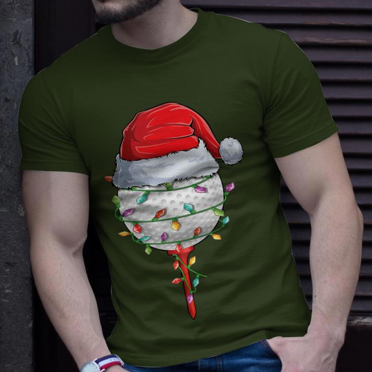 Golfing Christmas Pajama Holiday Golf Ball Santa Hat T-Shirt Gifts for Him