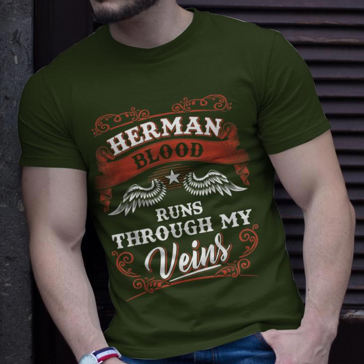 Herman Blood Runs Through My Veins Family Christmas T-Shirt Gifts for Him
