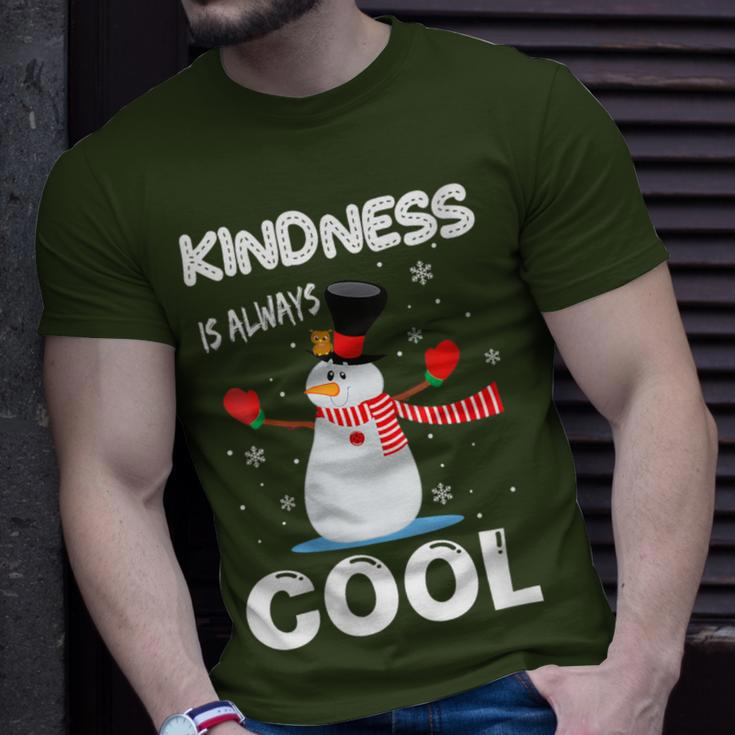 Kindness Is Always Cool Snowman Snowman Christmas T-Shirt Gifts for Him