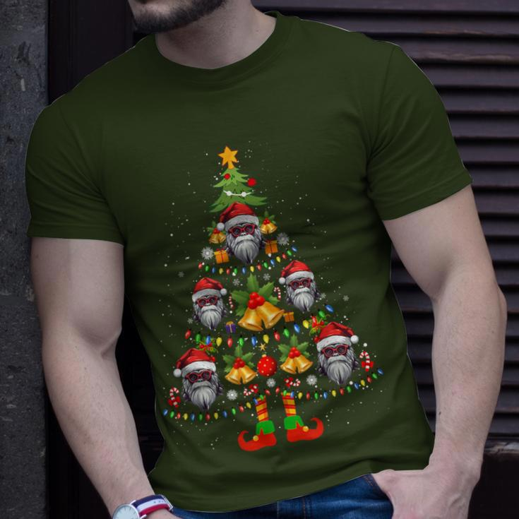 Langur Mammal Santa Hat Christmas Tree Light Xmas Pajama T-Shirt Gifts for Him