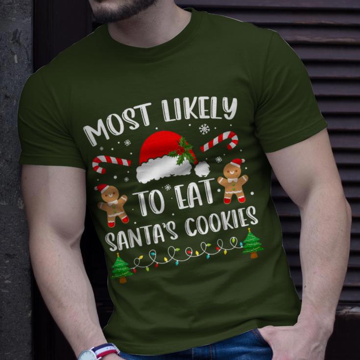 Most Likely To Eat Santa's Cookies Christmas Matching Family T-Shirt Gifts for Him