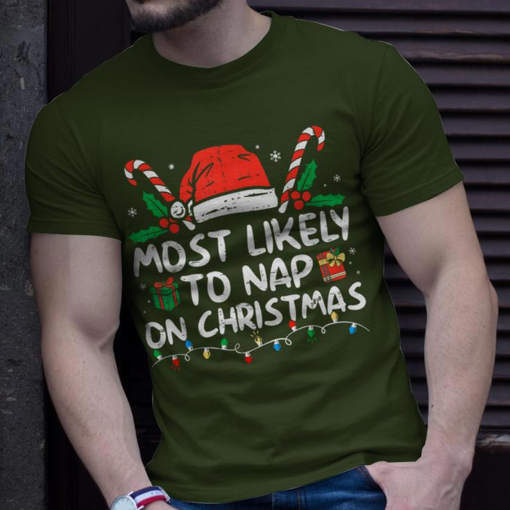 Most Likely To Nap On Christmas Family Christmas 2023 T-Shirt Gifts for Him