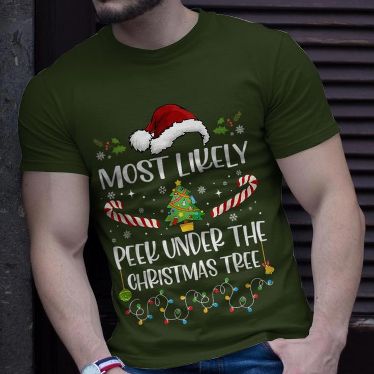 Most Likely To Peek Under The Christmas Tree Christmas T-Shirt Gifts for Him