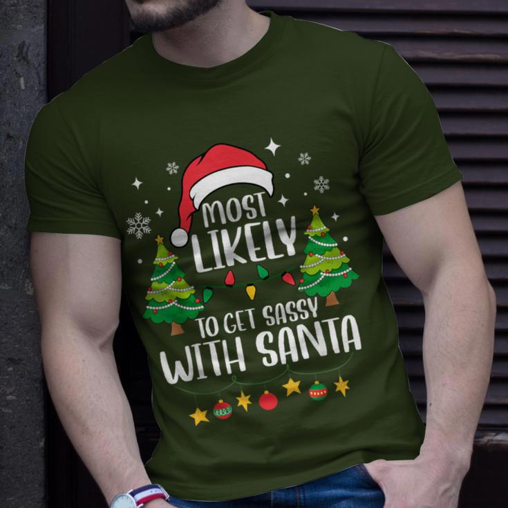 Most Likely To Get Sassy With Santa Matching Christmas T-Shirt Gifts for Him