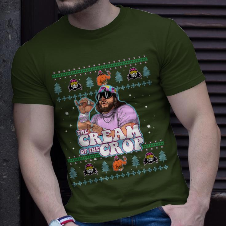Macho-The Cream Of The Crop Wrestling Ugly Christmas T-Shirt Gifts for Him