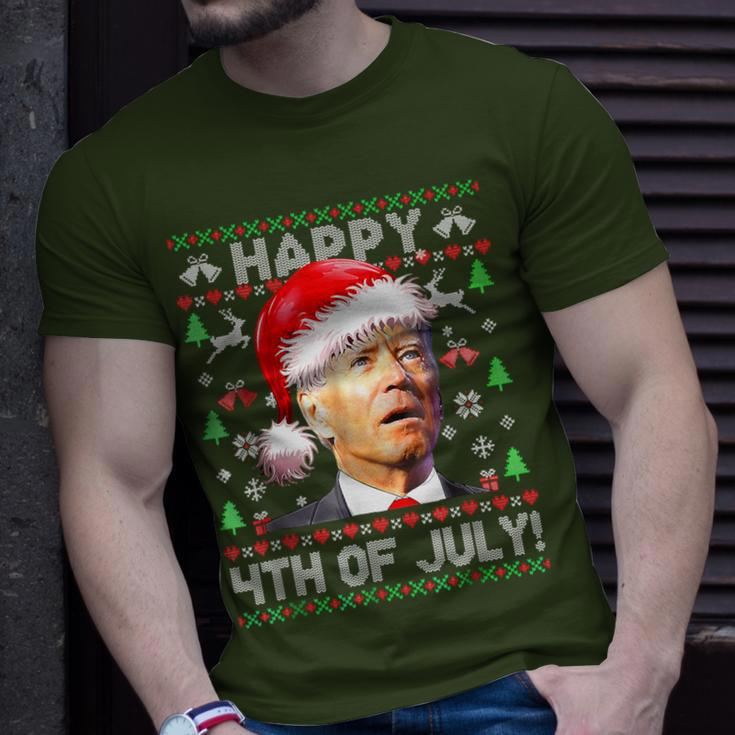 Merry Christmas Joe Biden Happy 4Th Of July Ugly Xmas T-Shirt Gifts for Him