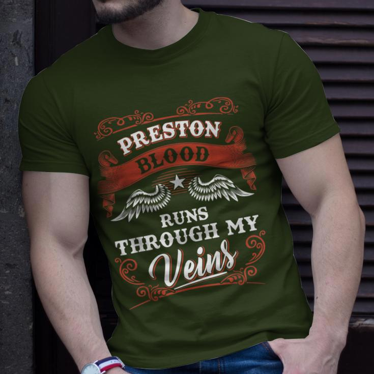 Preston Blood Runs Through My Veins Family Christmas T-Shirt Gifts for Him