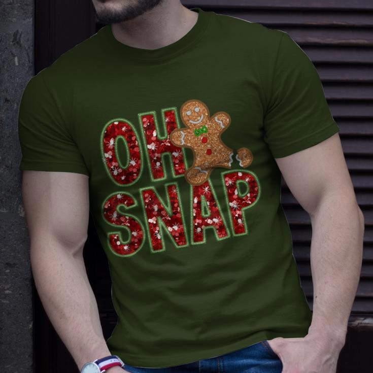 Red Cheerful Sparkly Oh Snap Gingerbread Christmas Cute Xmas T-Shirt Gifts for Him