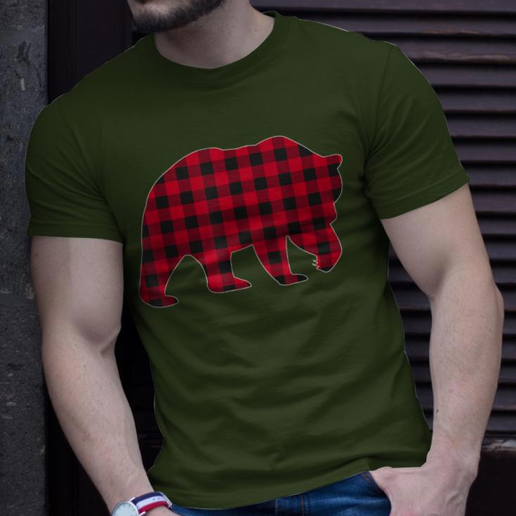 Red Plaid Bear Christmas Matching Buffalo Family Pajama T-Shirt Gifts for Him