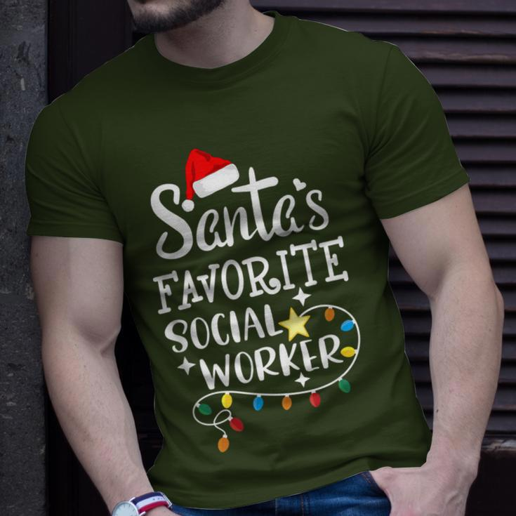 Santa's Favorite Social Worker Christmas School Social Work T-Shirt Gifts for Him