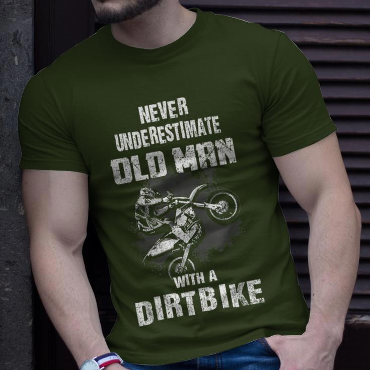 Never Underestimate An Old Man With A Dirt Bike Christmas T-Shirt Gifts for Him