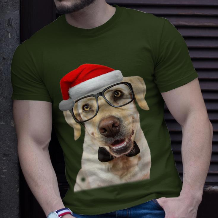 Yellow Lab Glasses Santa Hat Christmas Labrador Retriever T-Shirt Gifts for Him