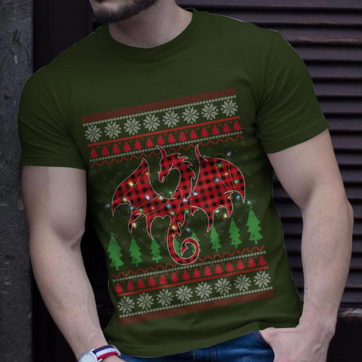 Zodiac Dragon Ugly Sweater Christmas Lights Dragon Lover T-Shirt Gifts for Him