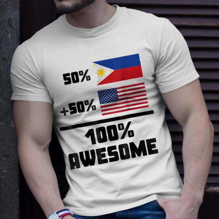 50 Filipino 50 American 100 Awesome Funny Flag Unisex T-Shirt Gifts for Him