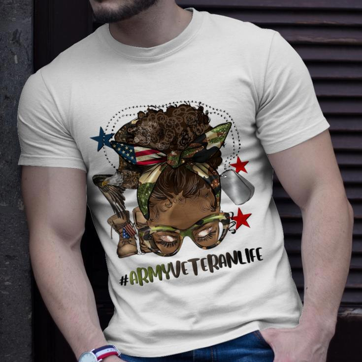 Afro African Hair African American Army Veteran Female T-Shirt Gifts for Him
