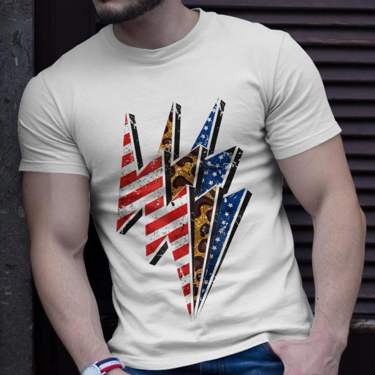 America Leopard Cheetah Lightning Bolt 4Th Of July Patriotic Unisex T-Shirt Gifts for Him