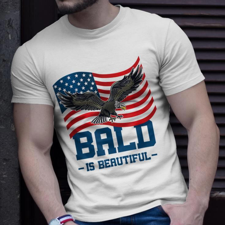 Bald Is Beautiful July 4Th Eagle Patriotic American Flag Usa Unisex T-Shirt Gifts for Him