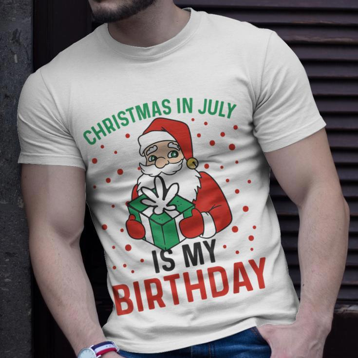 Christmas In July Is My Birthday Santa Summer Holiday T-Shirt Gifts for Him