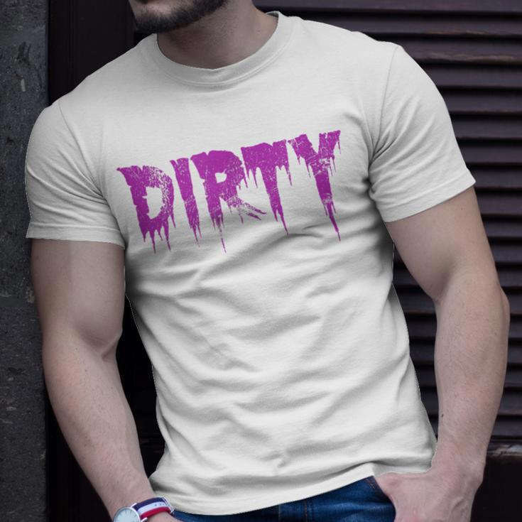 Dirty Words Horror Movie Themed Purple Distressed Dirty T-Shirt Gifts for Him
