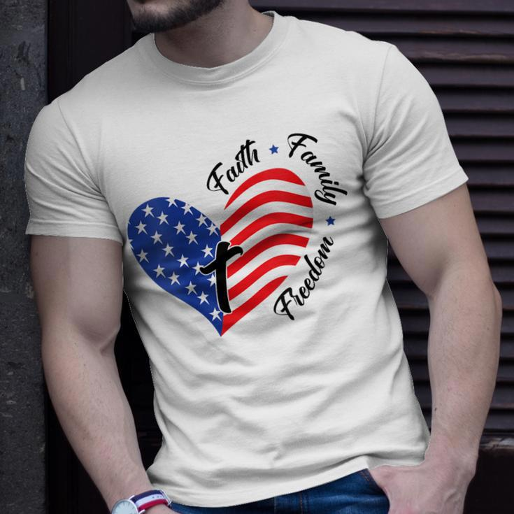 Faith Family Freedom Usa Flag July 4Th American Women Girls Unisex T-Shirt Gifts for Him