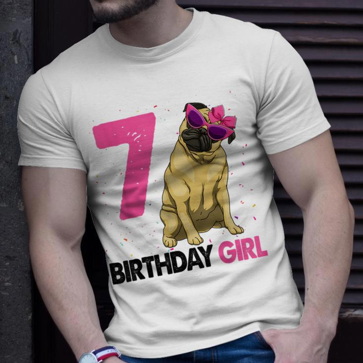 Funny 7Th Birthday Girl Pug Birthday Party Gift Gifts For Pug Lovers Funny Gifts Unisex T-Shirt Gifts for Him