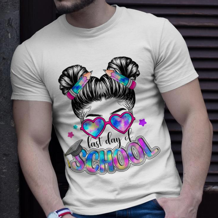 Funny Messy Bun Girl Graduation Happy Last Day Of School Unisex T-Shirt Gifts for Him