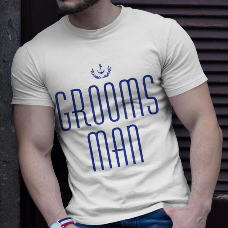 Groomsman Nautical With Anchor Navy Blue Unisex T-Shirt Gifts for Him