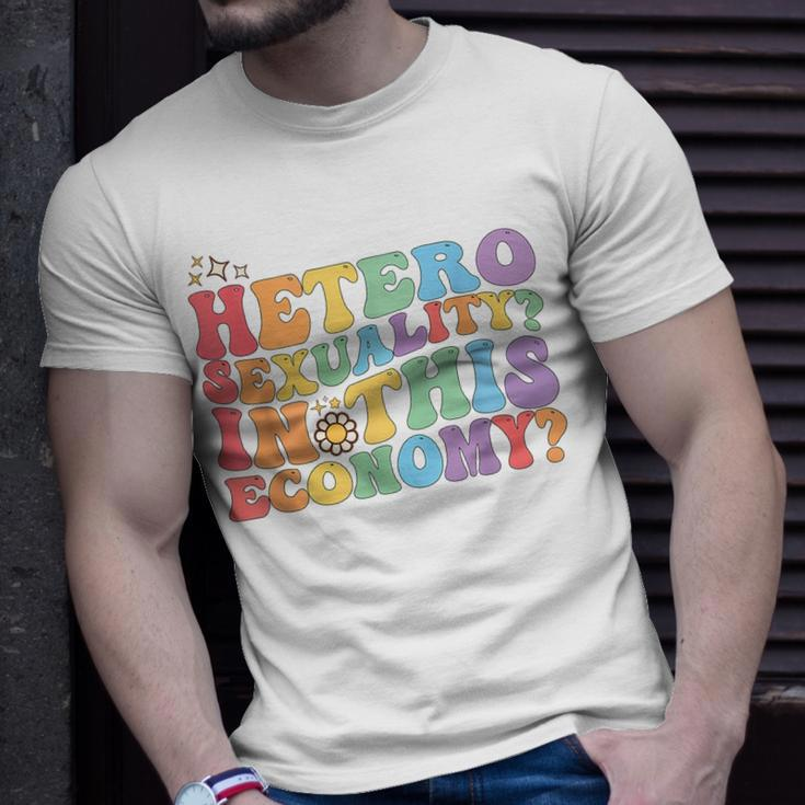 Groovy Hetero Heterosexuality In This Economy Lgbt Pride Unisex T-Shirt Gifts for Him