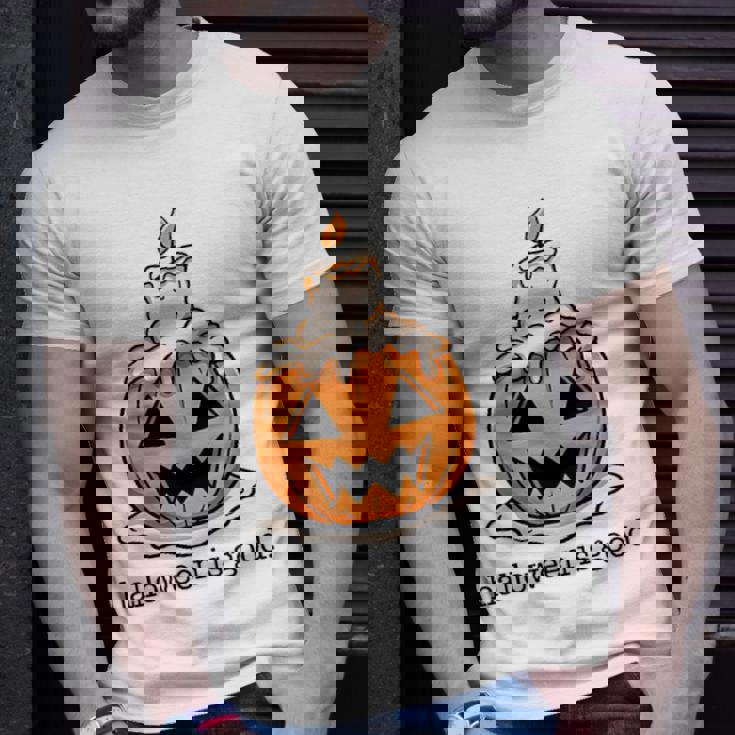 Halloween Is Good And Life Spooky Pumpkin Candle Halloween T-Shirt Gifts for Him