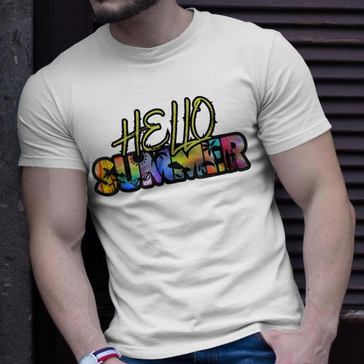 Hello Summer Hawaii Beach Summer Vacation Family Tie Dye Unisex T-Shirt Gifts for Him