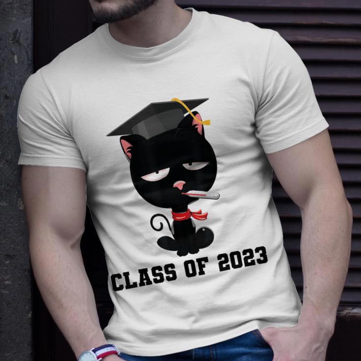 I Graduated Class Of2023 Funny Black Cat Graduation Unisex T-Shirt | Mazezy