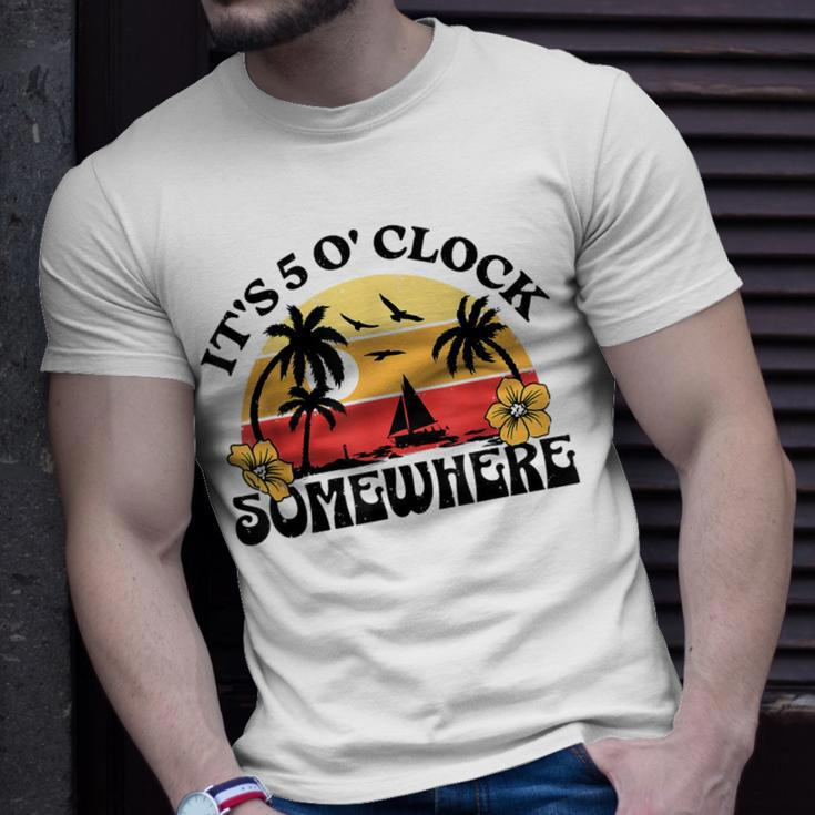 Its 5 Oclock Somewhere Summer Beach Retro Sunset Vacation Unisex T-Shirt Gifts for Him