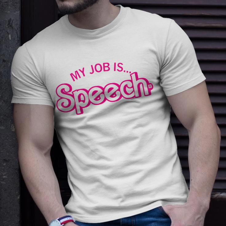 My Job Is Speech Retro Pink Style Speech Therapist Slp T-Shirt Gifts for Him