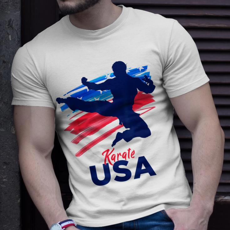 Karate Support The Team Student Sensei Usa Flag American Unisex T-Shirt Gifts for Him