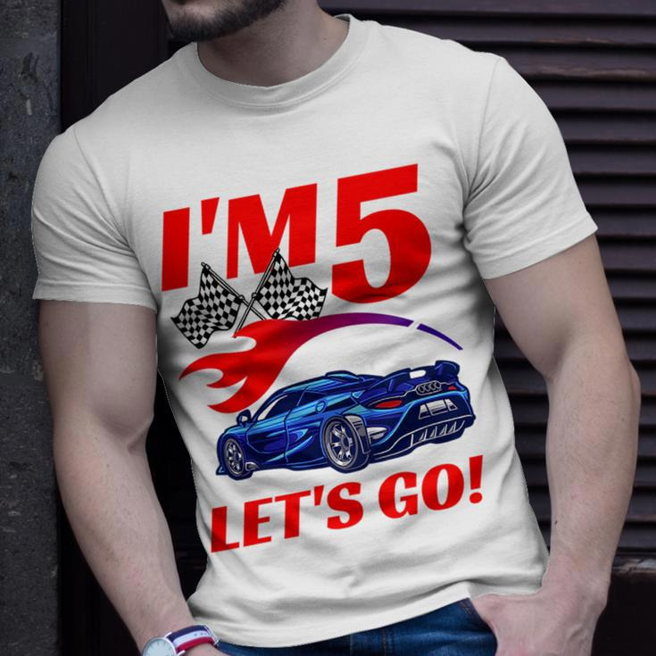 Kids 5 Year Old 5Th Racing Racecar Birthday Party Boys Girls Unisex T-Shirt Gifts for Him