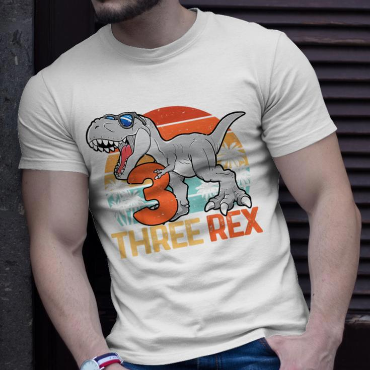 Kids Boys Three Rex 3Rd Birthday Third Dinosaur 3 Year Old Unisex T-Shirt Gifts for Him