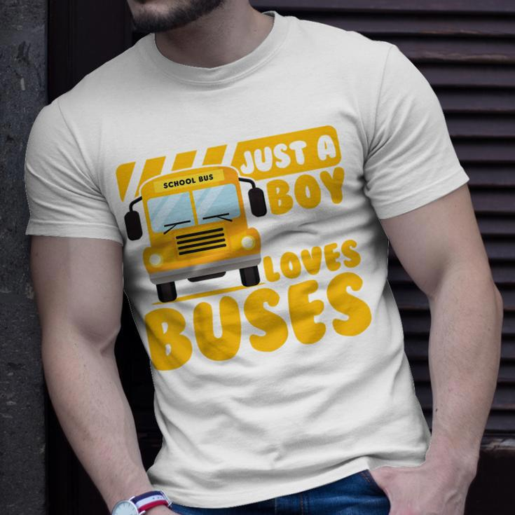 Kids School Bus Boys Funny Just A Boy Who Loves Buses Unisex T-Shirt Gifts for Him