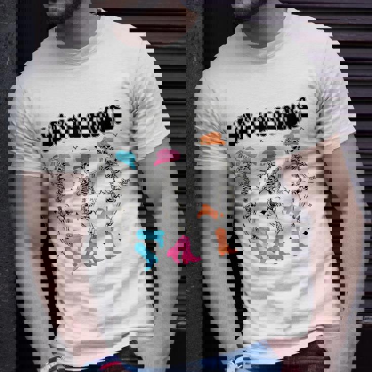 Let's Go Ghouls Halloween Western Spooky Skeletons Dancing T-Shirt Gifts for Him