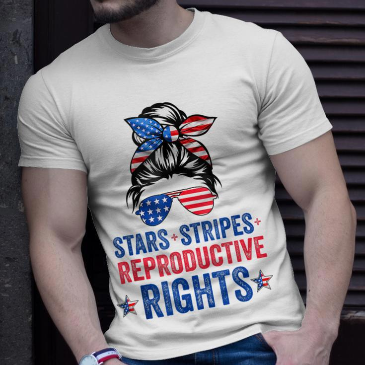 Messy Bun American Flag Stars Stripes Reproductive Rights Unisex T-Shirt Gifts for Him