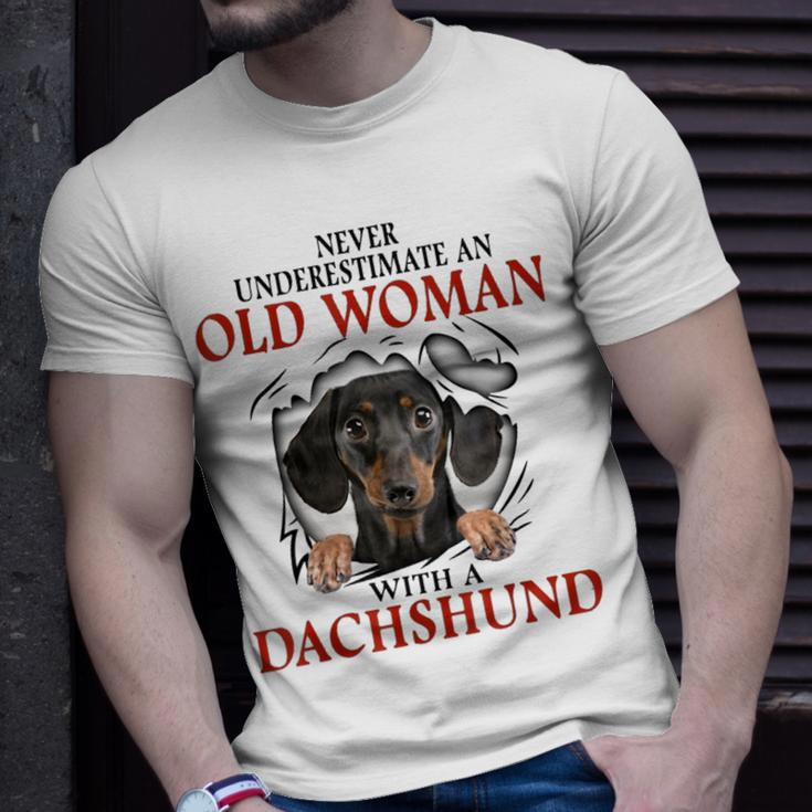 Never Underestimate An Old Woman With A Dachshund Unisex T-Shirt Gifts for Him