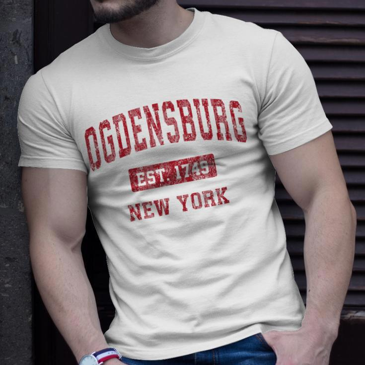 Ogdensburg New York Ny Vintage Sports Red T-Shirt Gifts for Him