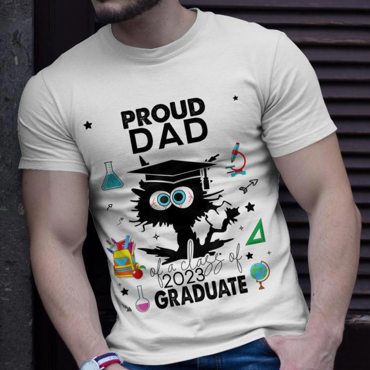 Proud Dad Of A Class Of 2023 Graduate Cool Funny Black Cat Unisex T-Shirt Gifts for Him
