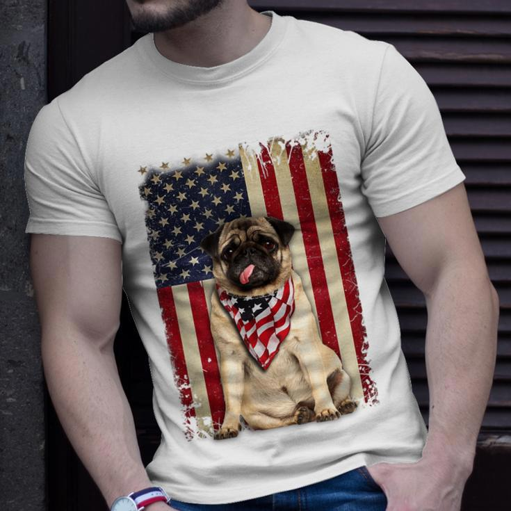 Pug American Flag 4Th Of July Independence Unisex T-Shirt Gifts for Him